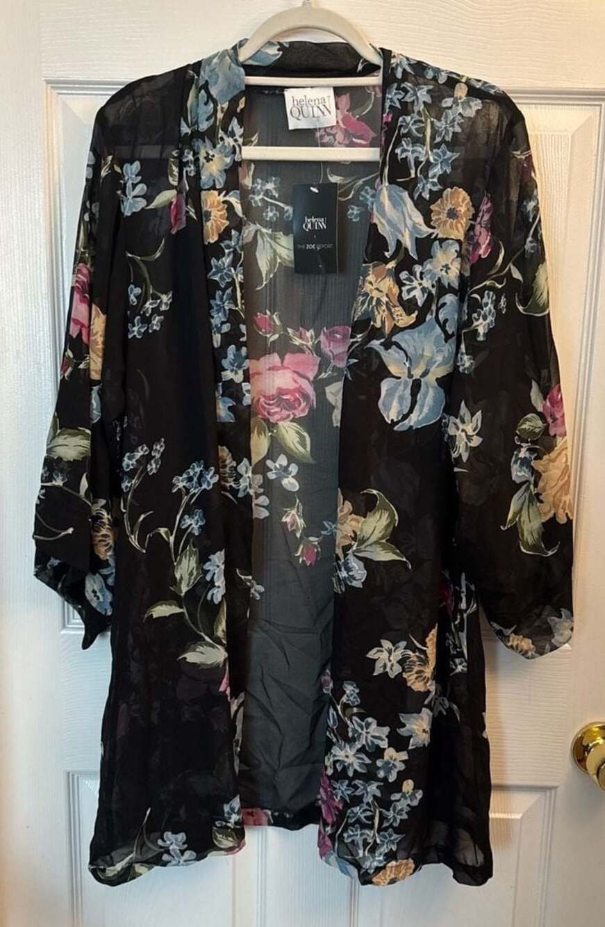 Helena Quinn x The Zoe Report Georgette Floral Kimono Robe, One Size